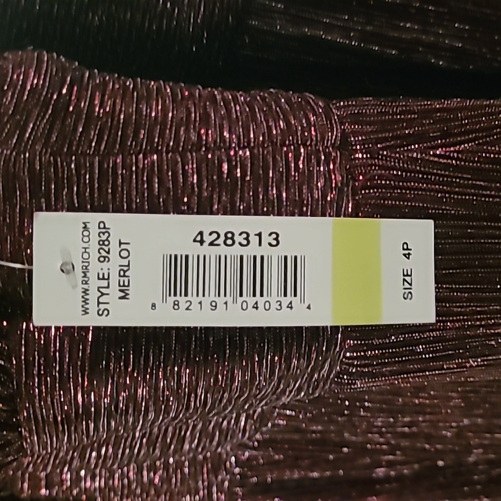 R&M Richards Petites Womens Metallic Empire Waist Evening Dress size 4P - Picture 5 of 5